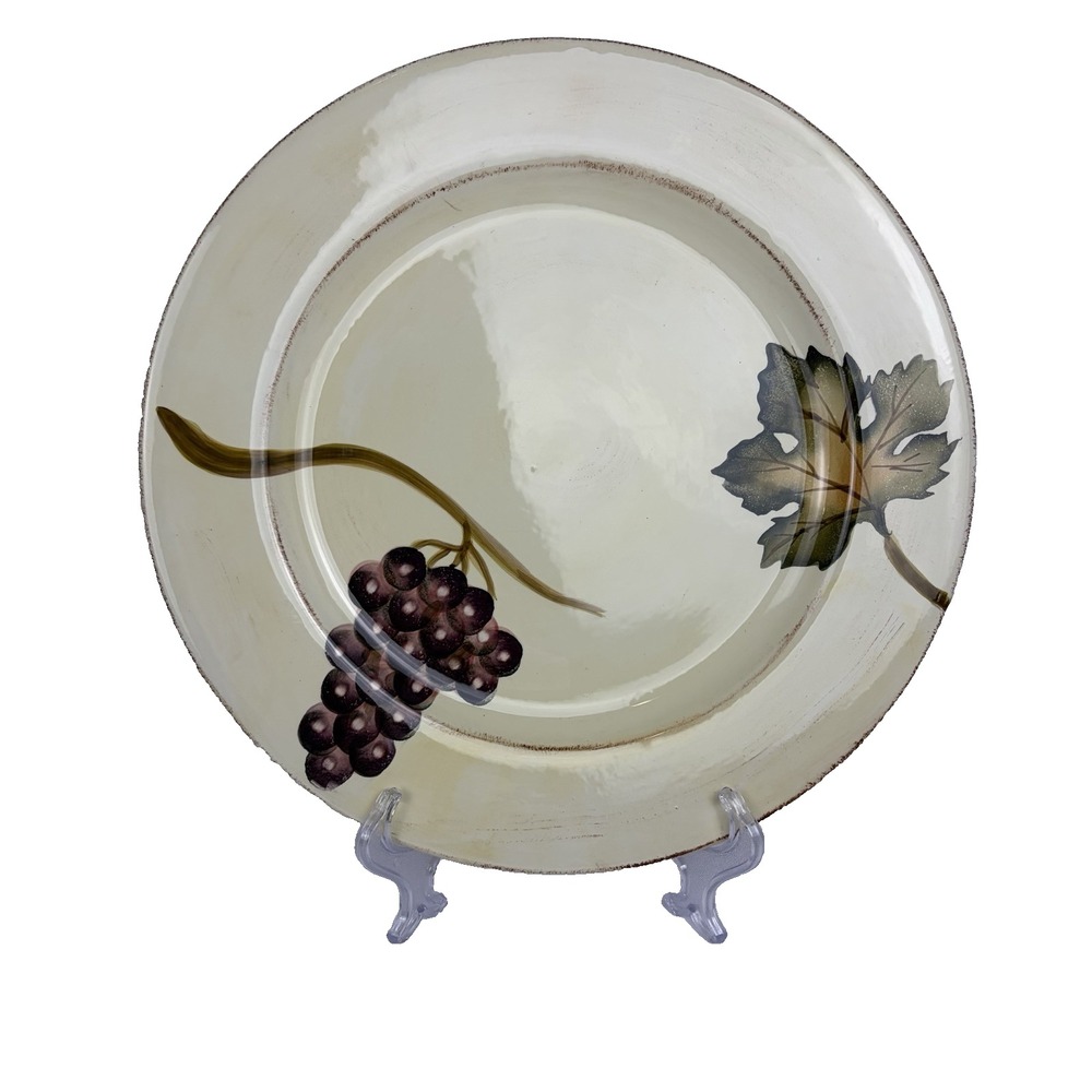 Tabletops Unlimited Villa Grande‎ 4 Hand Painted 12 1/2" Round Dinner Plates